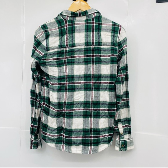American Eagle Classic Fit Plaid Green White Button Front Shirt S - Picture 4 of 4